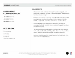 Panini - 2023/24 Mosaic Fast Break Basketball (NBA) - Hobby Box(Panini 2023 24 Mosaic Fast Break Basketball Nba Hobby Box) -The Card Vault Store 2023 24 Panini Mosaic Fast Break NBA Basketball Cards Sell Sheet 5