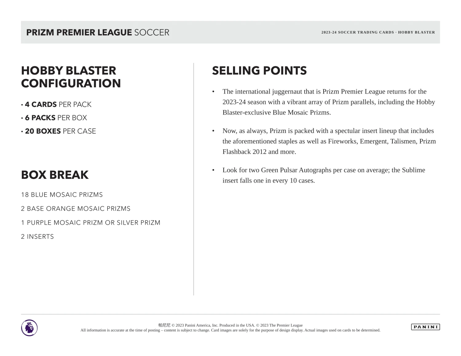 Panini - 2023/24 Prizm Premier League Football (Soccer) - Hobby Blaster Box(Panini 2023 24 Prizm Premier League Football Soccer Hobby Blaster Box) 5 Panini - 2023/24 Prizm Premier League Football (Soccer) - Hobby Blaster Box(Panini 2023 24 Prizm Premier League Football Soccer Hobby Blaster Box) - Image 5