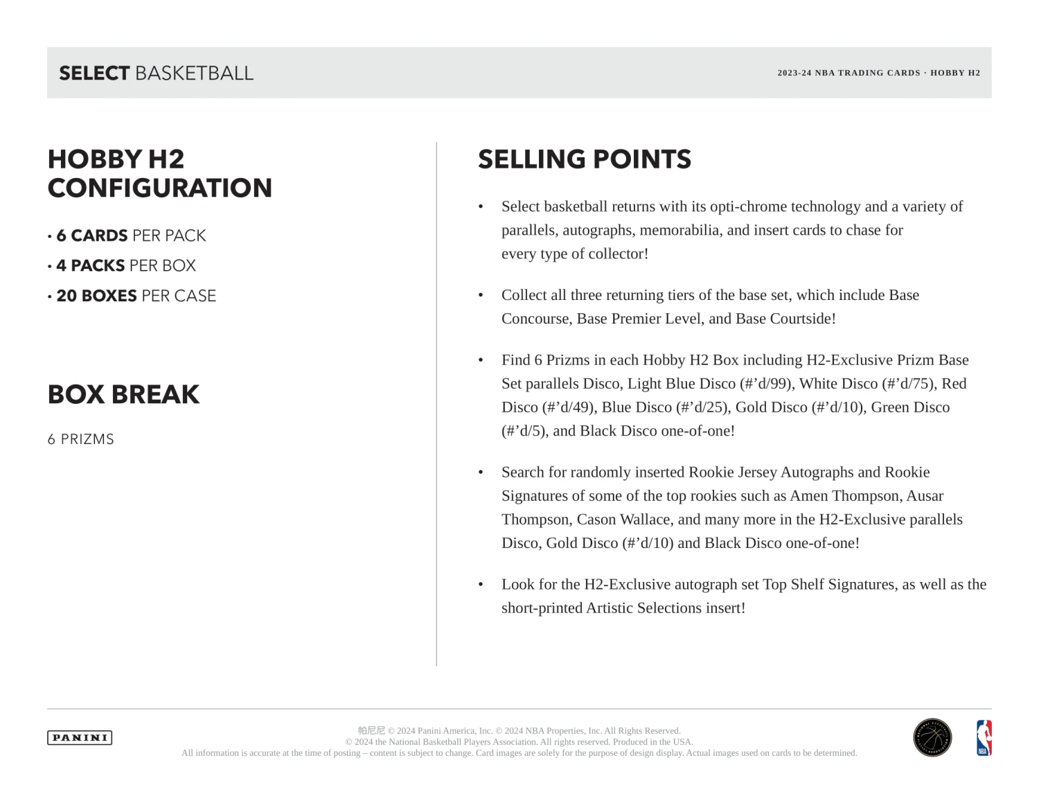 Panini - 2023/24 Select Basketball (NBA) - Hybrid H2 Box(Panini 2023 24 Select Basketball Nba Hybrid H2 Box) 6 Panini - 2023/24 Select Basketball (NBA) - Hybrid H2 Box(Panini 2023 24 Select Basketball Nba Hybrid H2 Box) - Image 6