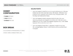 Panini - 2024 Gold Standard American Football (NFL) - Hobby Box(Panini 2024 Gold Standard American Football Nfl Hobby Box) -The Card Vault Store 2024 Panini Gold Standard NFL Football Cards Sell Sheet 5