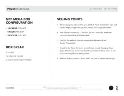 Panini - 2024/25 Prizm Basketball (NBA) - Mega Box(Panini 2024 25 Prizm Basketball Nba Mega Box) 11 Panini - 2024/25 Prizm Basketball (NBA) - Mega Box(Panini 2024 25 Prizm Basketball Nba Mega Box) -The Card Vault Store 24 25 PrizmBK PIS Mega Sell Sheet 5