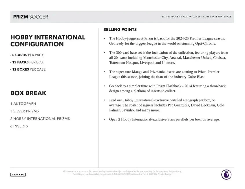 Panini - 2024/25 Prizm Premier League Football (Soccer) - International Hobby Box(Panini 2024 25 Prizm Premier League Football Soccer International Hobby Box) 6 Panini - 2024/25 Prizm Premier League Football (Soccer) - International Hobby Box(Panini 2024 25 Prizm Premier League Football Soccer International Hobby Box) - Image 6