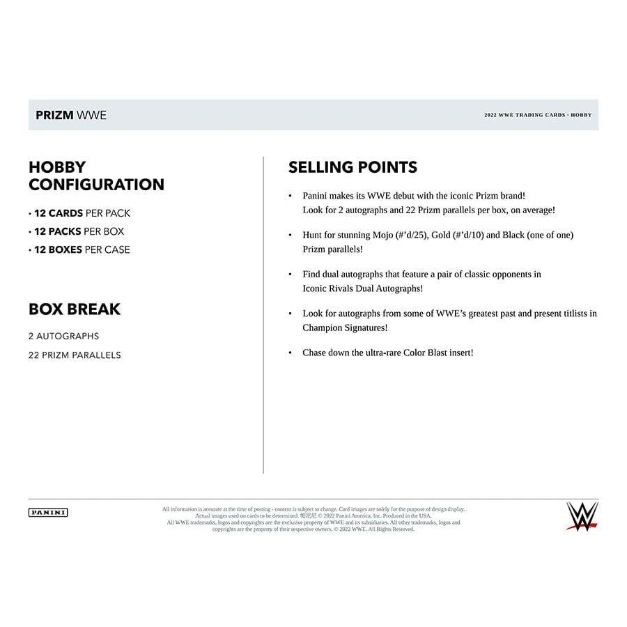 Panini - 2022 Prizm WWE Wrestling - Hobby Box (12 Packs)(Panini 2022 Wwe Prizm Hobby Box) 5 Panini - 2022 Prizm WWE Wrestling - Hobby Box (12 Packs)(Panini 2022 Wwe Prizm Hobby Box) - Image 5