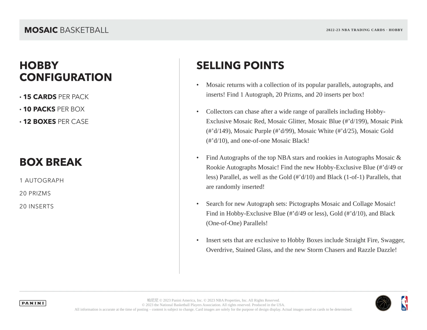Panini - 2022/23 Mosaic Basketball (NBA) - Hobby Box(Panini 2022 23 Mosaic Basketball Nba Hobby Box) 5 Panini - 2022/23 Mosaic Basketball (NBA) - Hobby Box(Panini 2022 23 Mosaic Basketball Nba Hobby Box) - Image 5