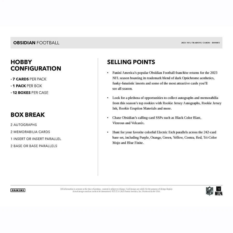 Panini - 2023 Obsidian American Football (NFL) - Hobby Box(Panini 2023 Obsidian American Football Nfl Hobby Box) 6 Panini - 2023 Obsidian American Football (NFL) - Hobby Box(Panini 2023 Obsidian American Football Nfl Hobby Box) - Image 6