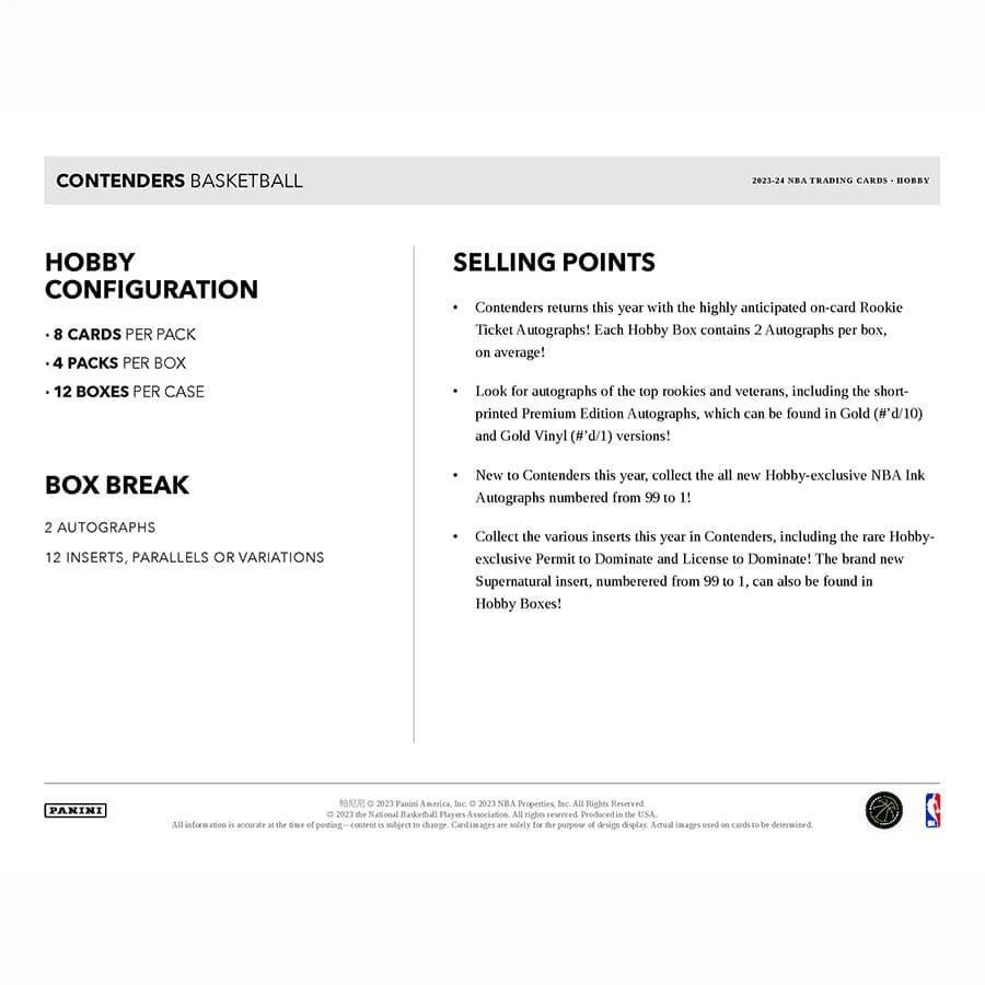 Panini - 2023/24 Contenders Basketball (NBA) - Hobby Box(Panini 2023 24 Contenders Basketball Nba Hobby Box) 5 Panini - 2023/24 Contenders Basketball (NBA) - Hobby Box(Panini 2023 24 Contenders Basketball Nba Hobby Box) - Image 5