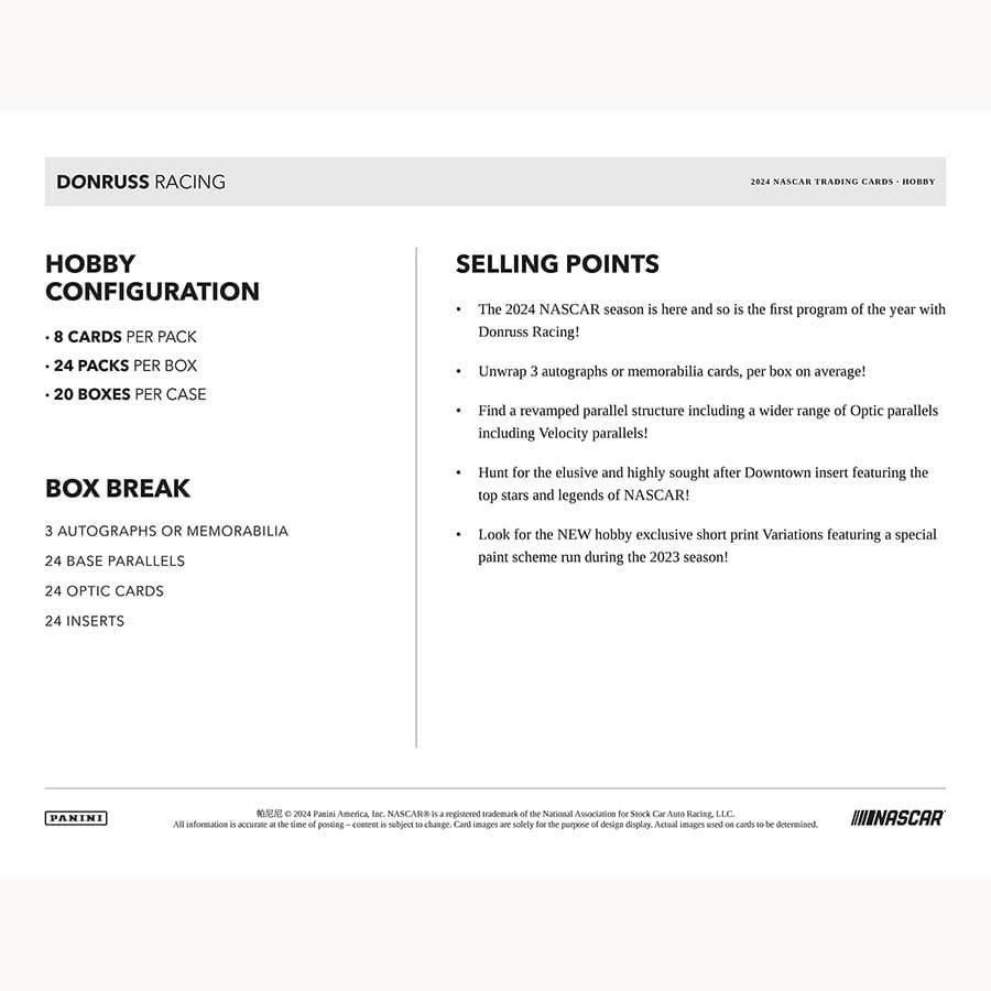 Panini - 2024 Donruss Racing (NASCAR) - Hobby Box(Panini 2024 Donruss Nascar Racing Hobby Box) 6 Panini - 2024 Donruss Racing (NASCAR) - Hobby Box(Panini 2024 Donruss Nascar Racing Hobby Box) - Image 6