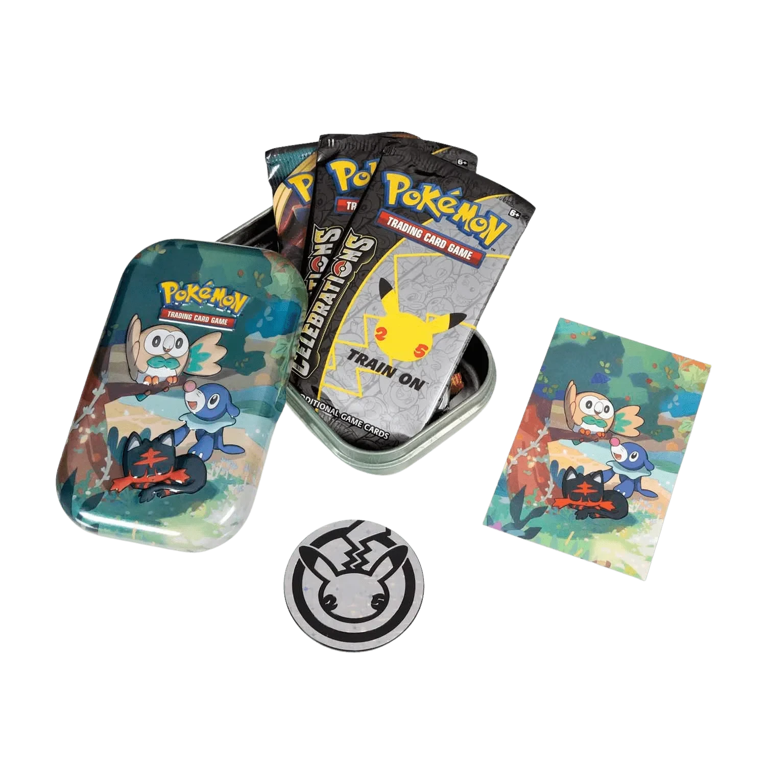 Pokemon TCG: Celebrations Mini Tin - Rowlet, Litten & Popplio(Pokemon Tcg Celebrations Mini Tin Rowlet Litten Popplio) 2 Pokemon TCG: Celebrations Mini Tin - Rowlet, Litten & Popplio(Pokemon Tcg Celebrations Mini Tin Rowlet Litten Popplio) - Image 2