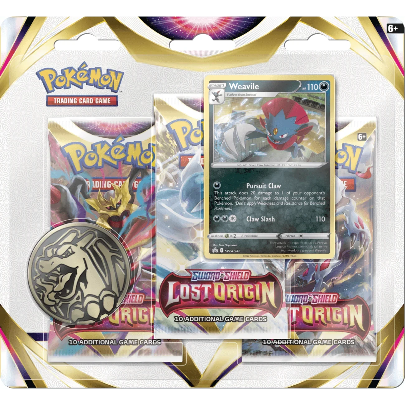 Pokemon TCG: Lost Origin 3-Pack Blister - Weavile(Pokemon Tcg Lost Origin 3 Pack Blister Weavile) 1 Pokemon TCG: Lost Origin 3-Pack Blister - Weavile(Pokemon Tcg Lost Origin 3 Pack Blister Weavile)