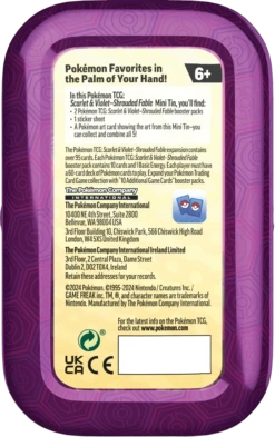 Pokemon TCG - Scarlet & Violet - Shrouded Fable - Mini Tin(Pokemon Tcg Scarlet Violet Shrouded Fable Mini Tin) -The Card Vault Store pokemon tcg scarlet violet shrouded fable mini tin back en high removebg