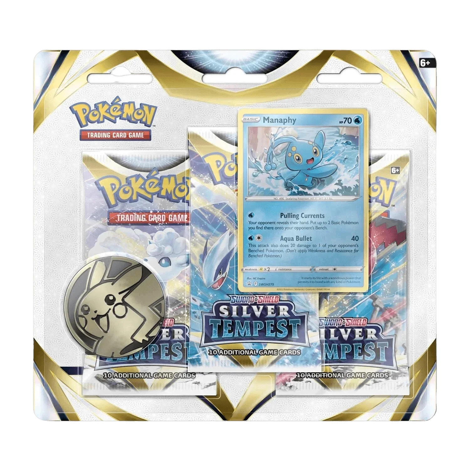 Pokemon TCG: Silver Tempest 3-Pack Blister - Manaphy(Pokemon Tcg Silver Tempest 3 Pack Blister Manaphy) 1 Pokemon TCG: Silver Tempest 3-Pack Blister - Manaphy(Pokemon Tcg Silver Tempest 3 Pack Blister Manaphy)