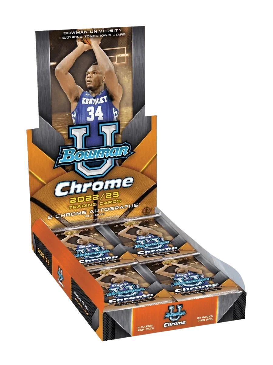 Topps - 2022/23 Bowman University Chrome Basketball (NBA) - Hobby Box (24 Packs)(Topps 2023 Bowman University Chrome Basketball Cards Hobby Box 24 Packs) 1 Topps - 2022/23 Bowman University Chrome Basketball (NBA) - Hobby Box (24 Packs)(Topps 2023 Bowman University Chrome Basketball Cards Hobby Box 24 Packs)
