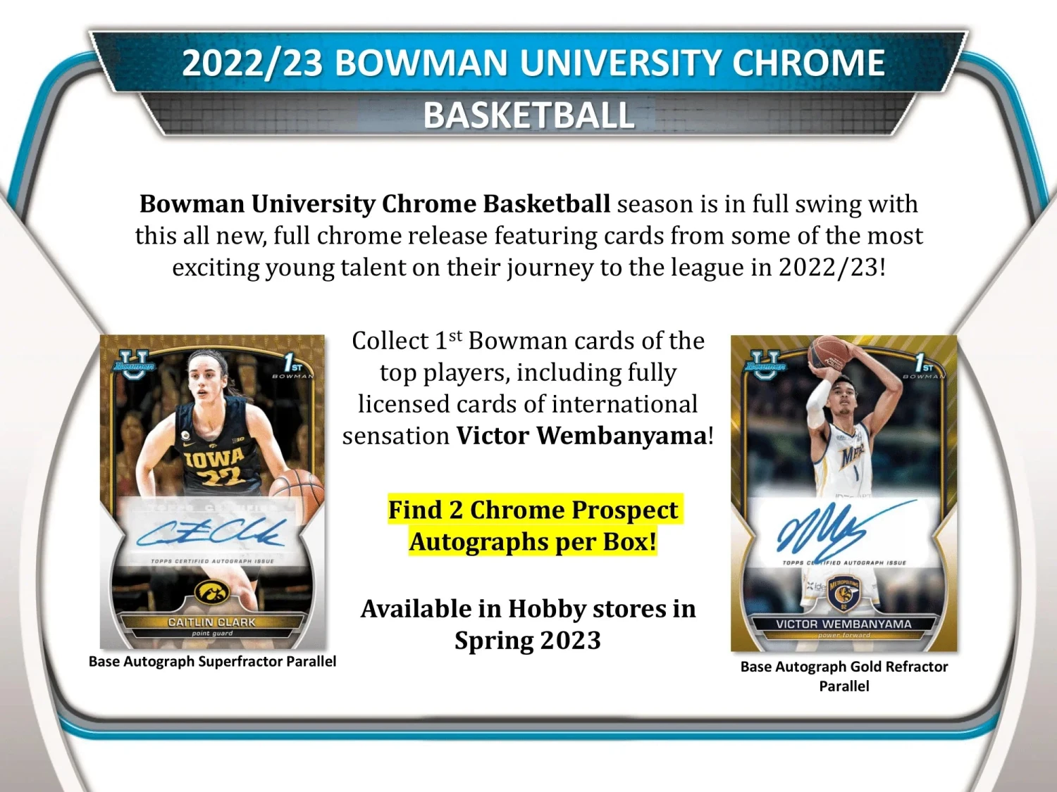 Topps - 2022/23 Bowman University Chrome Basketball (NBA) - Hobby Box (24 Packs)(Topps 2023 Bowman University Chrome Basketball Cards Hobby Box 24 Packs) 2 Topps - 2022/23 Bowman University Chrome Basketball (NBA) - Hobby Box (24 Packs)(Topps 2023 Bowman University Chrome Basketball Cards Hobby Box 24 Packs) - Image 2