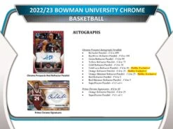 Topps - 2022/23 Bowman University Chrome Basketball (NBA) - Hobby Box (24 Packs)(Topps 2023 Bowman University Chrome Basketball Cards Hobby Box 24 Packs) 10 Topps - 2022/23 Bowman University Chrome Basketball (NBA) - Hobby Box (24 Packs)(Topps 2023 Bowman University Chrome Basketball Cards Hobby Box 24 Packs) -The Card Vault Store topps 202223 bowman university chrome basketball nba hobby box 24 packs the card vault 5