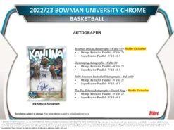 Topps - 2022/23 Bowman University Chrome Basketball (NBA) - Hobby Box (24 Packs)(Topps 2023 Bowman University Chrome Basketball Cards Hobby Box 24 Packs) 11 Topps - 2022/23 Bowman University Chrome Basketball (NBA) - Hobby Box (24 Packs)(Topps 2023 Bowman University Chrome Basketball Cards Hobby Box 24 Packs) -The Card Vault Store topps 202223 bowman university chrome basketball nba hobby box 24 packs the card vault 6